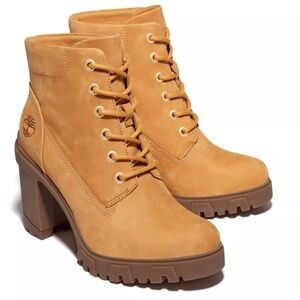 Timberland Lana Point 6 inch Lace Up Wheat Nubuck Heeled Boots | NEW/NIB!!